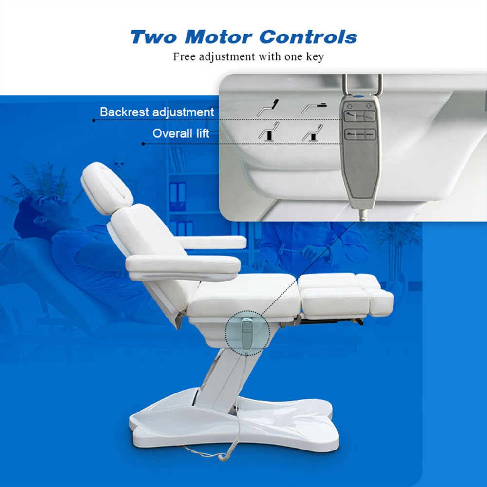 Electric Adjustable White Massage Table Lift Facial Bed Podiatry Tattoo Pedicure Chair