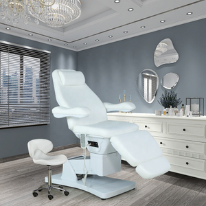 Electric Automatic Massage Table White Leather Spa Facial Bed
