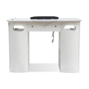 Kangmei Modern Cheap Spa Beauty Salon Furniture White Granite Stone Top Movable Nail Station Manicure Table With Exhaust Fan