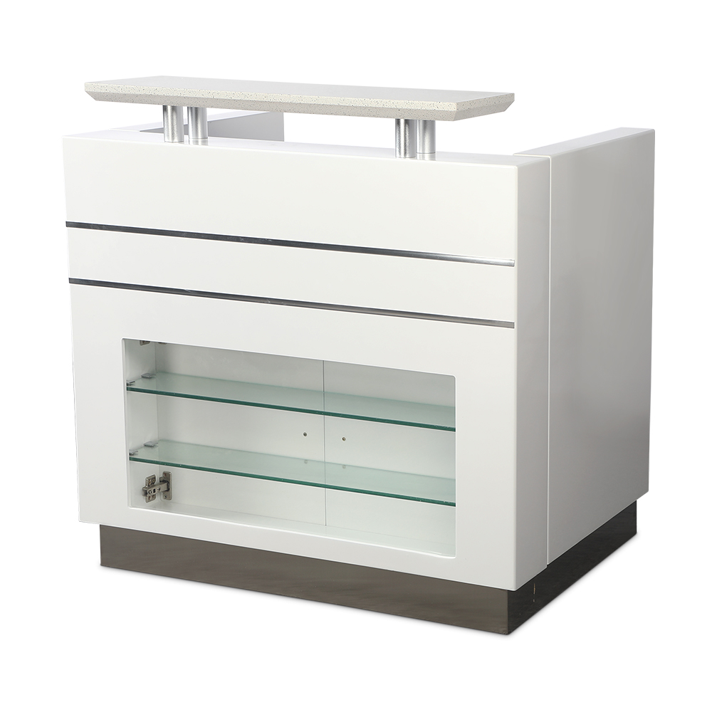 Nail Salon Reception Desk Table with Glass Display Front - Kangmei