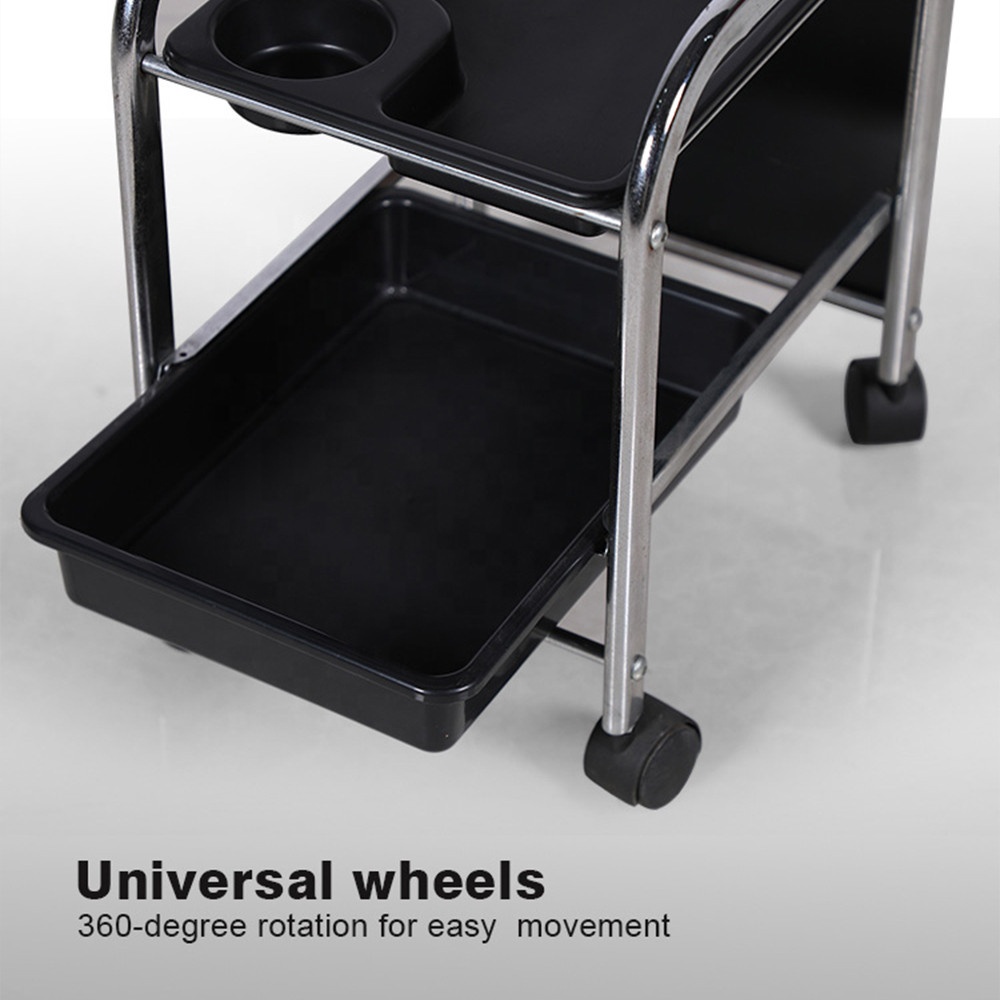 High Quality Beauty Nail Salon Equipment Furniture Black Manicure Pedicure Trolley Cart with Wheels