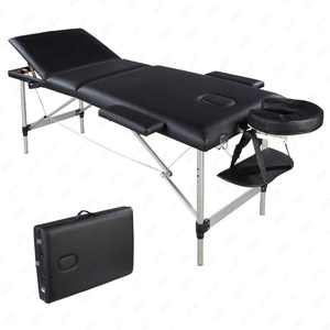 Therapy Spa Treatment Salon Adjustable 3 Folding Aluminum Beauty Lightweight Tattoo Facial Couch Table Portable Massage Bed