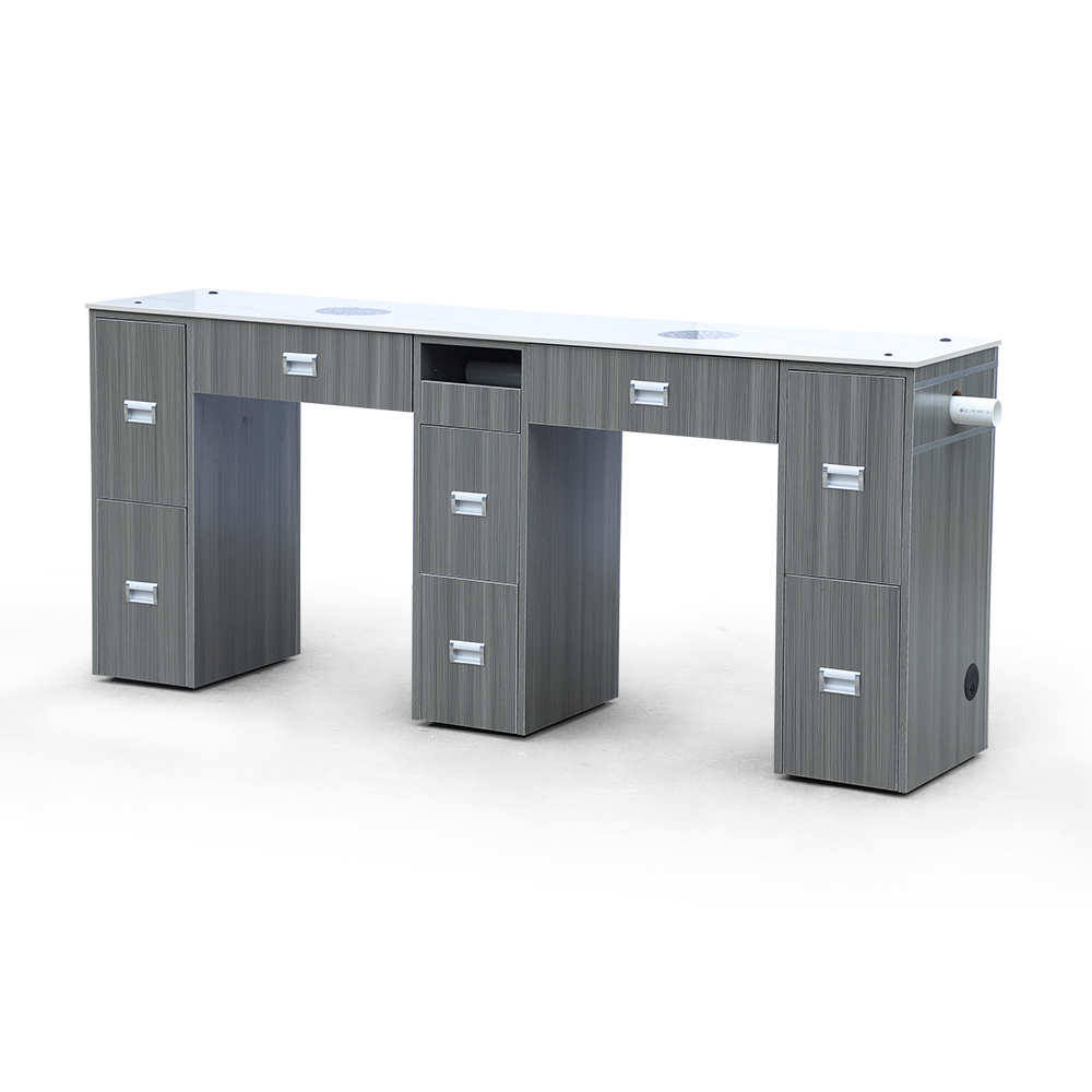 Marble Double Manicure Table Nail Desk Station with Fan - Kangmei